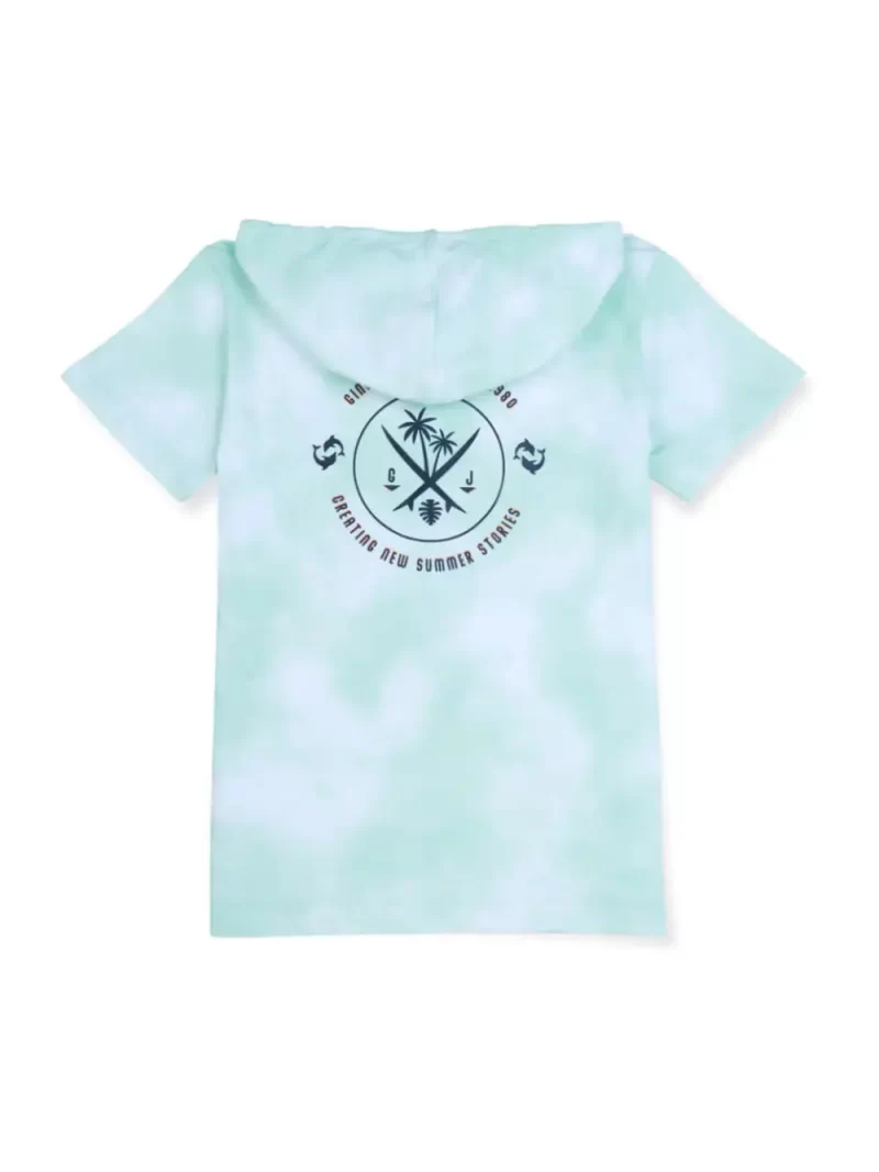 Gini & Jony Boys Light Blue Tie-Dye Cotton Half Sleeves T-Shirt