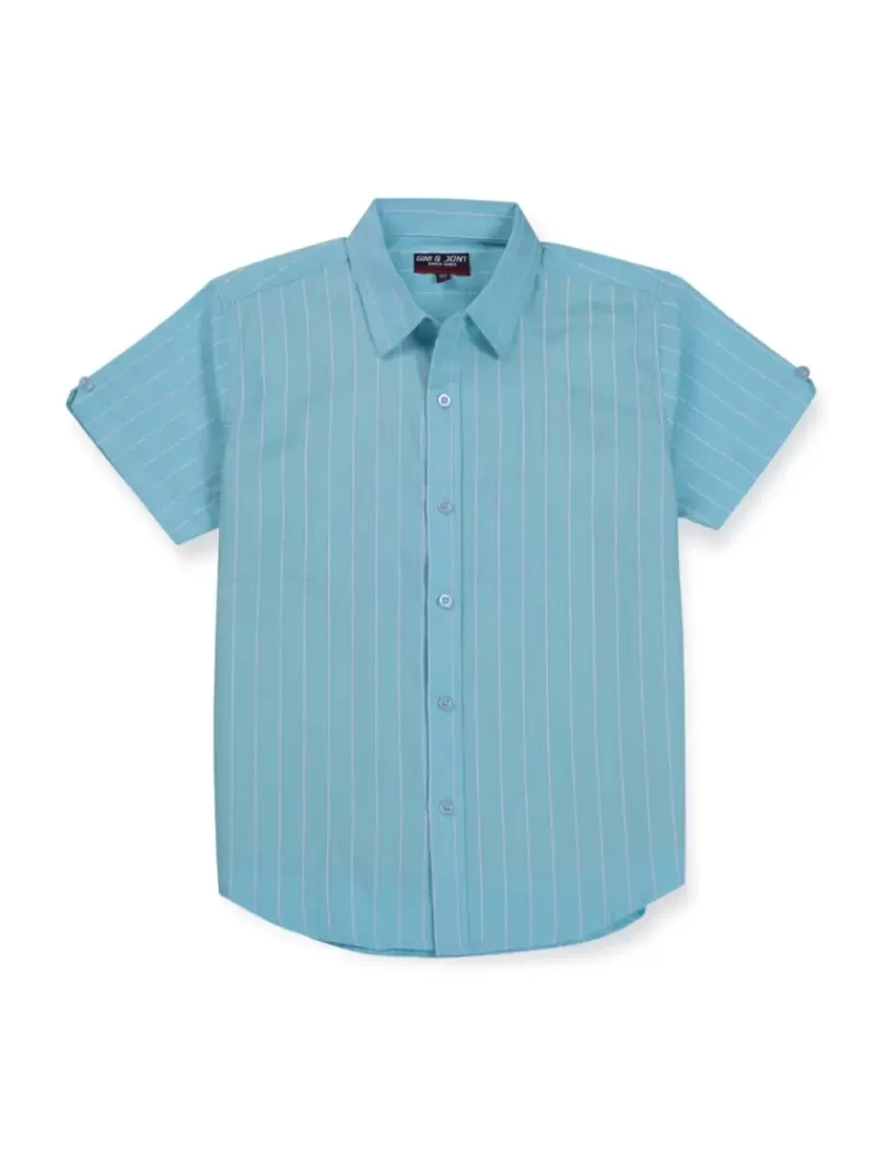 Gini & Jony Boys Blue Solid Cotton Shirt Half Sleeves