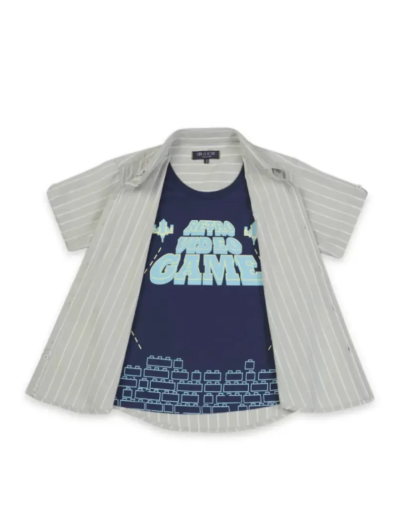 Gini & Jony Boys Green Solid Cotton Half Sleeves Shirt