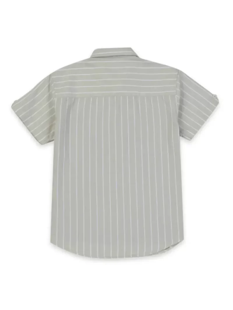 Gini & Jony Boys Green Solid Cotton Half Sleeves Shirt