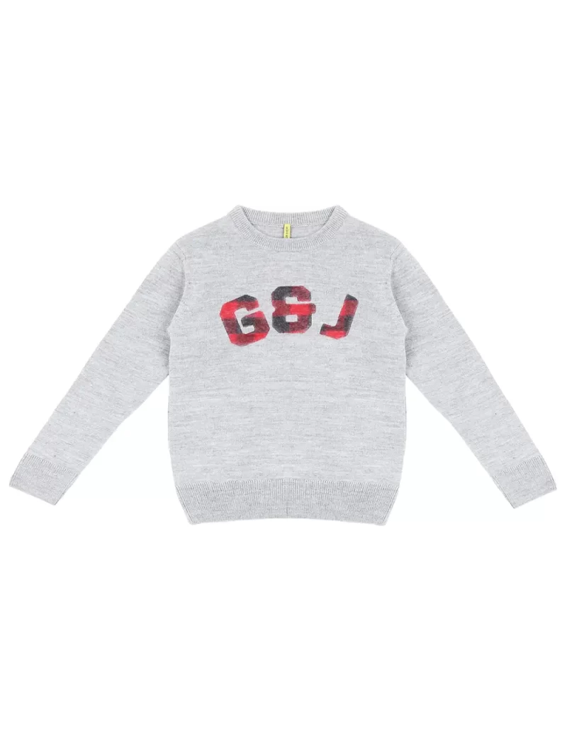 Gini And Jony Boys Grey Solid Acrylic Sweater Full Sleeves