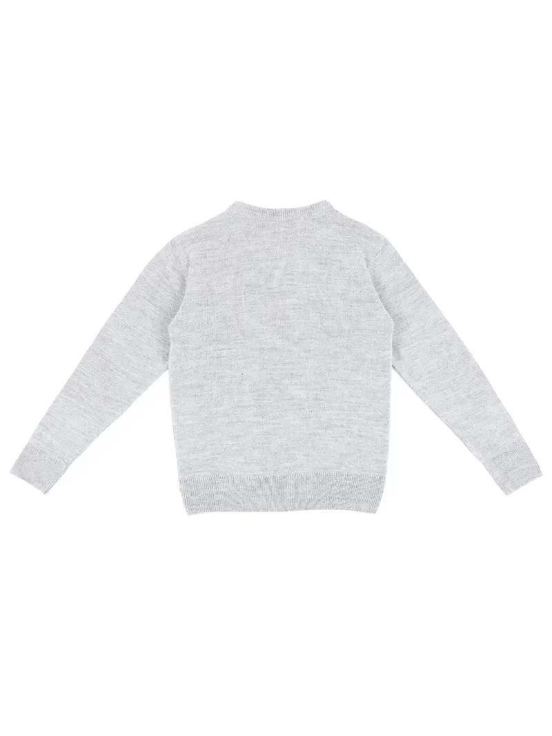 Gini And Jony Boys Grey Solid Acrylic Sweater Full Sleeves