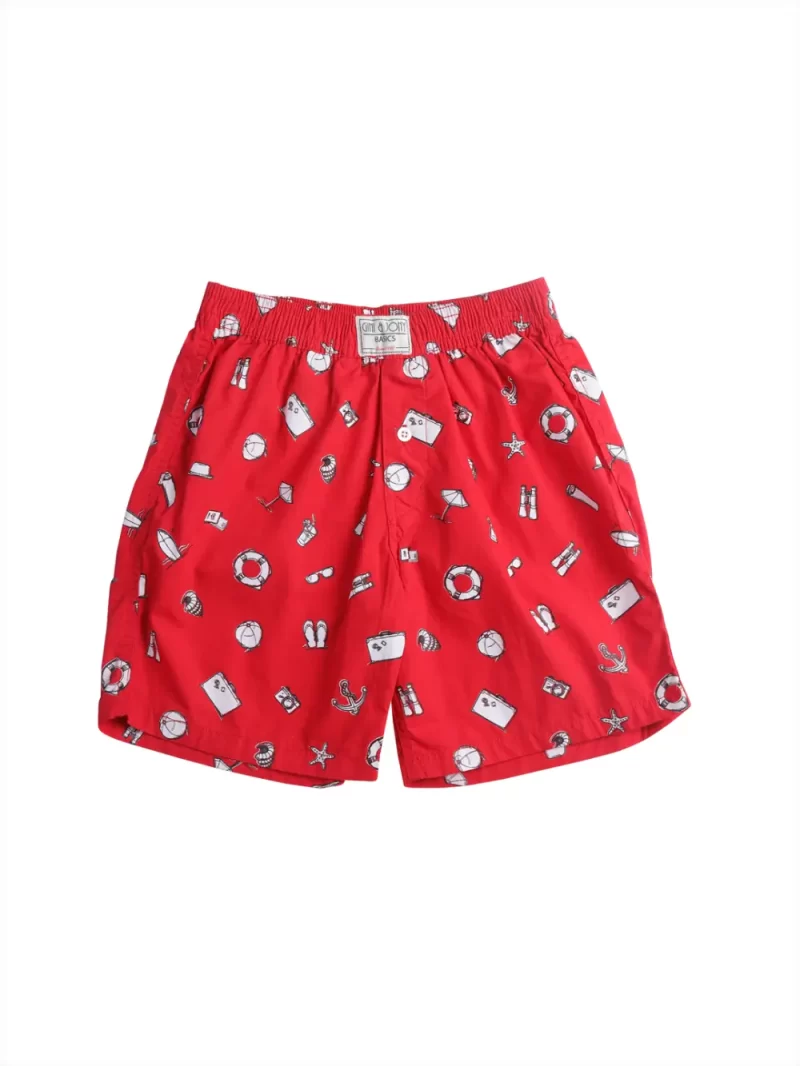 Gini And Jony Boys Red Conversational Cotton Boxer Shorts Elasticated