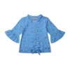 Gini And Jony Girls Blue Floral Print Cotton Woven Top 3/4Th Sleeves