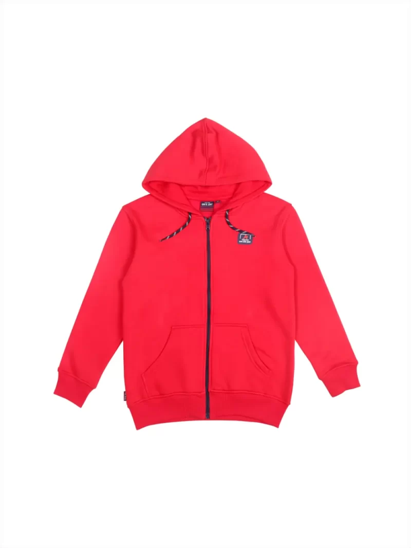 Gini And Jony Boys Red Graphic Print Cotton Knits Jacket Full Sleeves