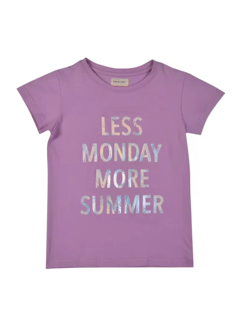 Gini And Jony Girls Purple Holographic Cotton Knits Top Half Sleeves