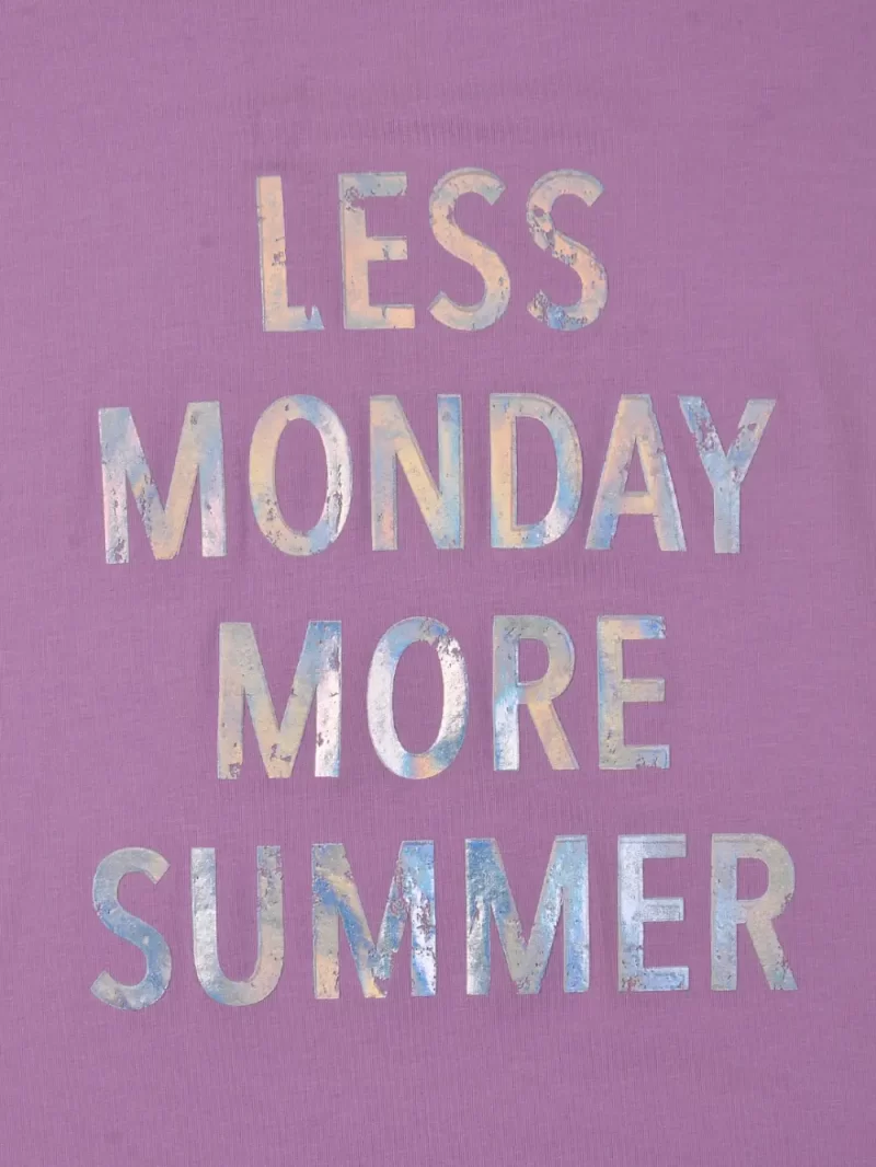 Gini And Jony Girls Purple Holographic Cotton Knits Top Half Sleeves