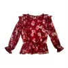 Gini And Jony Girls Maroon Floral Print Crepe Woven Top Full Sleeves