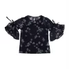 Gini And Jony Girls Navy Blue Floral Print Chiffon Woven Top 3/4Th Sleeves