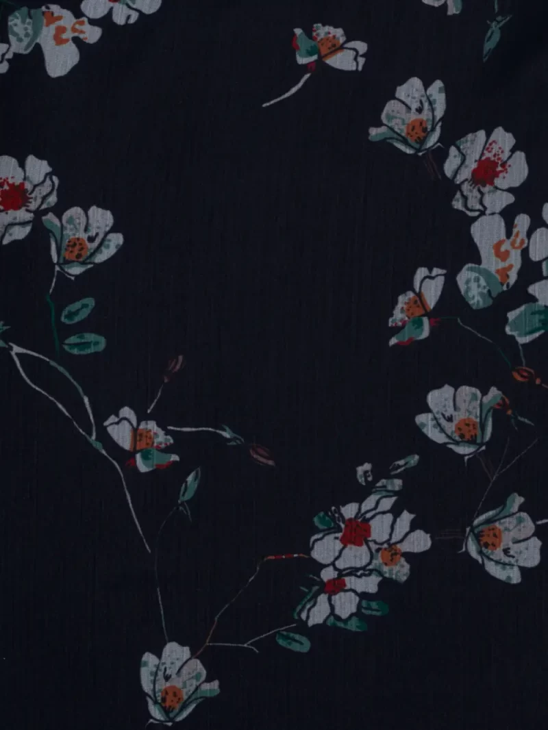 Gini And Jony Girls Navy Blue Floral Print Chiffon Woven Top 3/4Th Sleeves