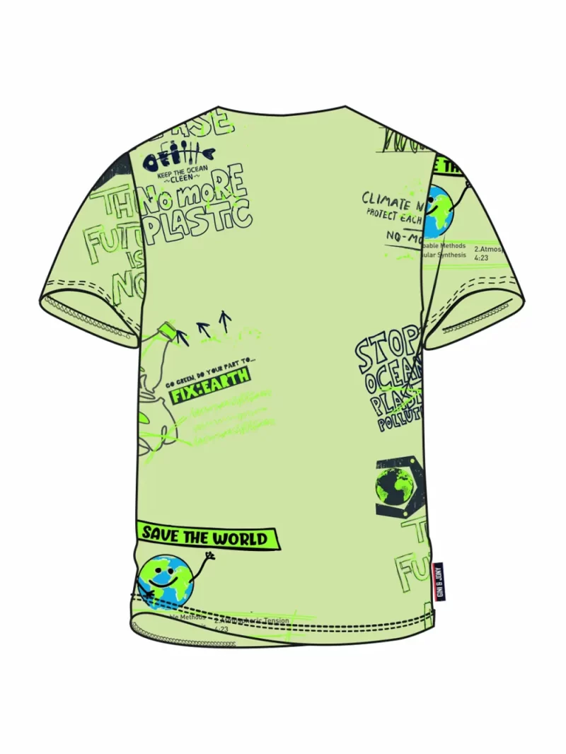 Gini And Jony Boys Olive Typography Cotton T-Shirt Half Sleeves