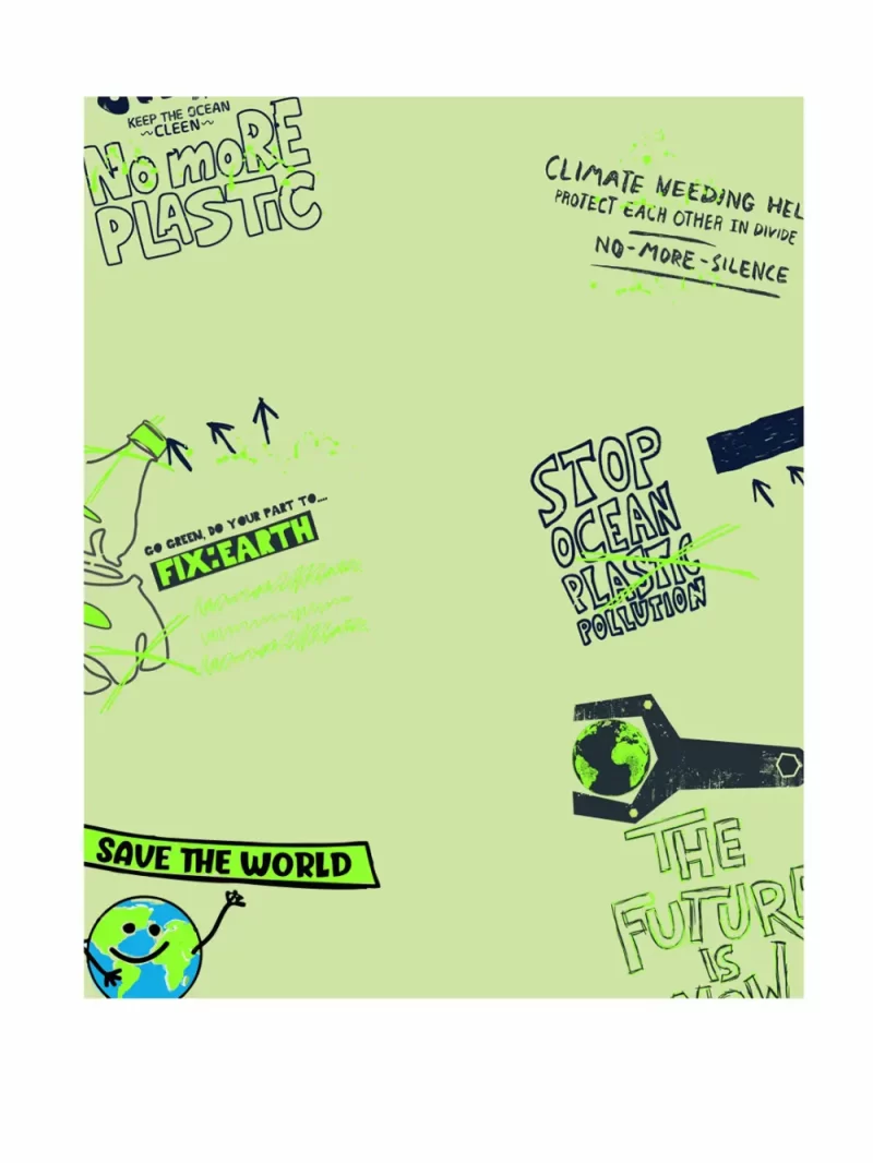 Gini And Jony Boys Olive Typography Cotton T-Shirt Half Sleeves