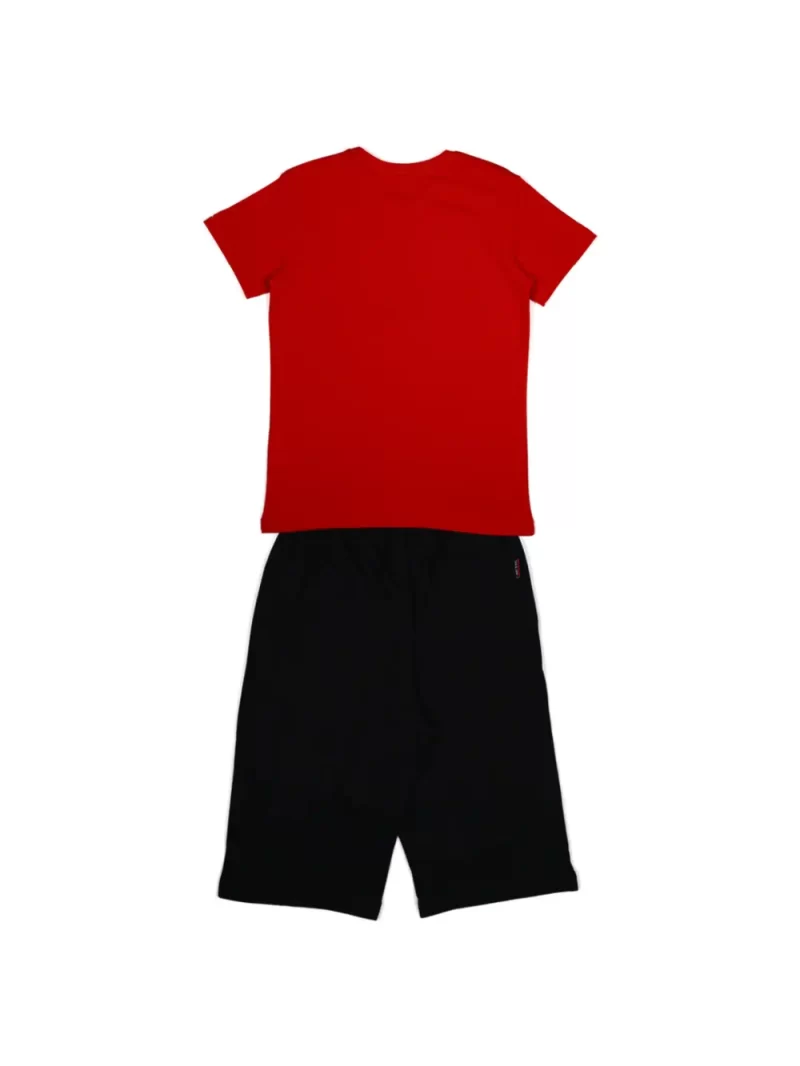 Gini And Jony Boys Red Graphic Print Cotton Co-Ordinate Half Sleeves