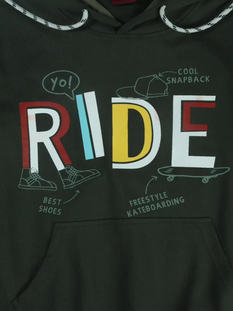 Gini And Jony Boys Olive Graphic Cotton Sweat Shirt Full Sleeves