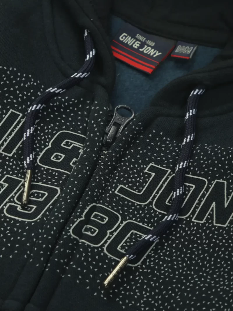 Gini & Jony Boys' Navy Blue Knits Regular Jacket | Blockprint | Hand-Wash