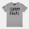 Gini And Jony Boys Grey Typographic Print Cotton T-Shirt Half Sleeves
