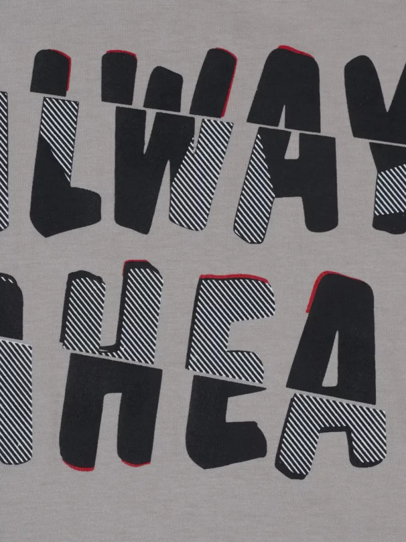 Gini And Jony Boys Grey Typographic Print Cotton T-Shirt Half Sleeves