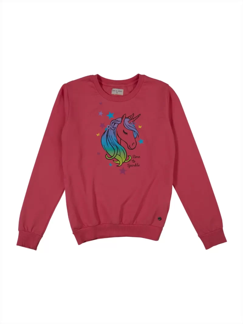 Gini And Jony Girls Red Printed Cotton Sweat Shirt Full Sleeves 9-12 Months