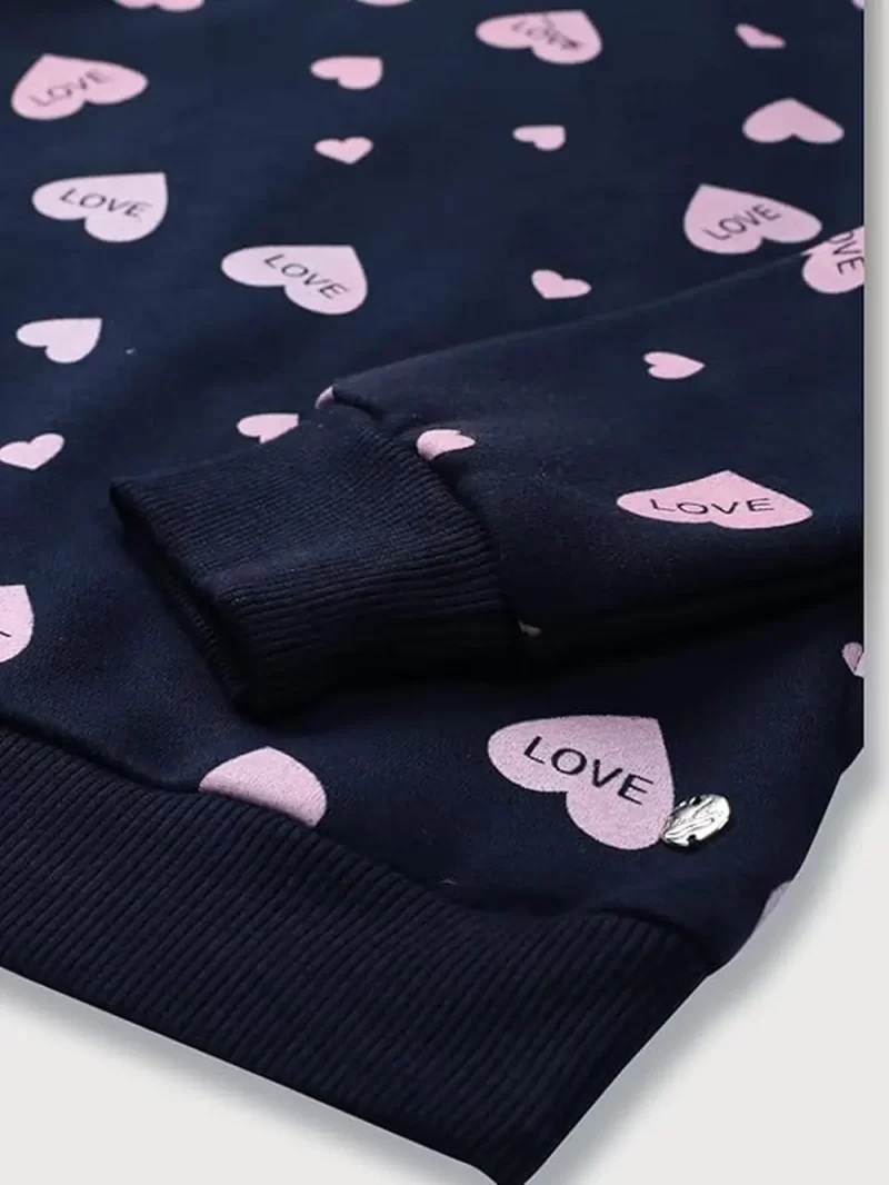 Gini & Jony Girls' Navy Blue Sweat Shirt | Cotton | Printed | Hand-Wash | Regular Fit | Roundneck