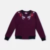 Gini And Jony Girls Burgundy Embroidery Cotton Knits Jacket Full Sleeves 9-10 Years