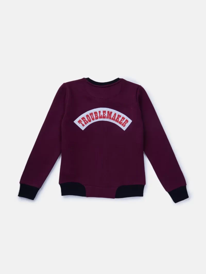 Gini And Jony Girls Burgundy Embroidery Cotton Knits Jacket Full Sleeves 9-10 Years