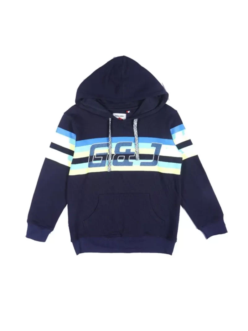 Gini And Jony Boys Navy Color Block Cotton Sweat Shirt Full Sleeves