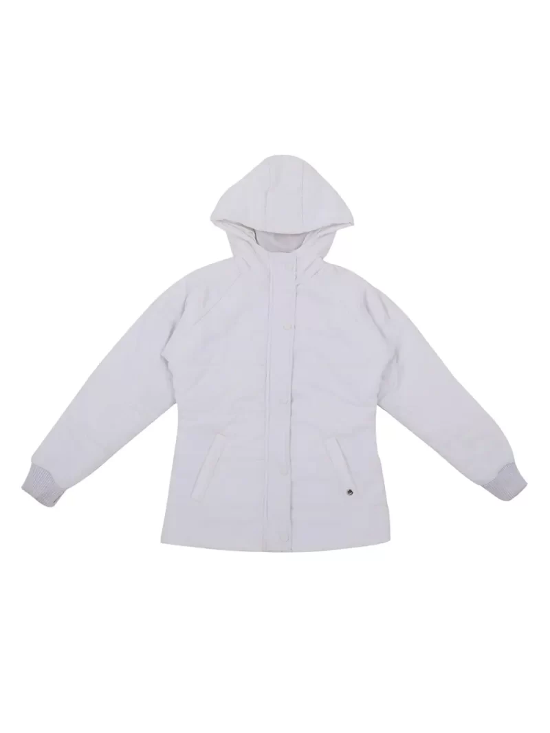 Gini And Jony Girls White Typographic Print Taffeta Heavy Winter Jacket Full Sleeves
