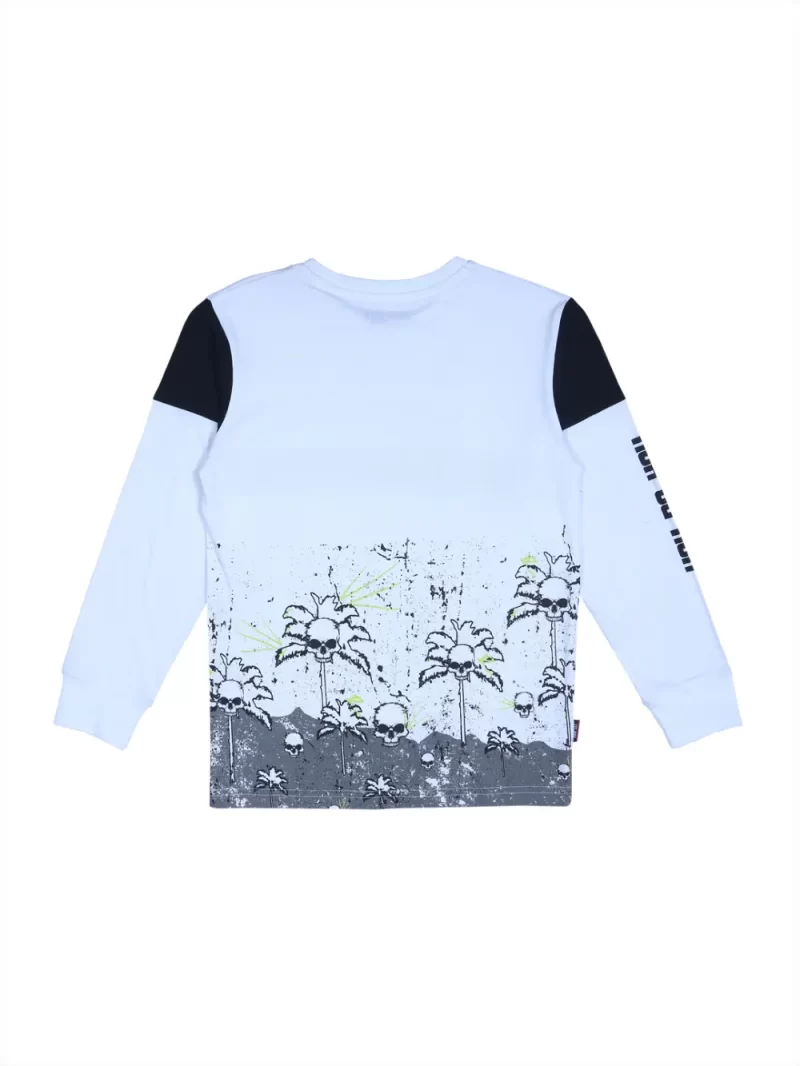 Gini And Jony Boys White Graphic Print Cotton T-Shirt Full Sleeves