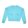 Gini & Jony Girls Sky Blue Plain Knits Jacket