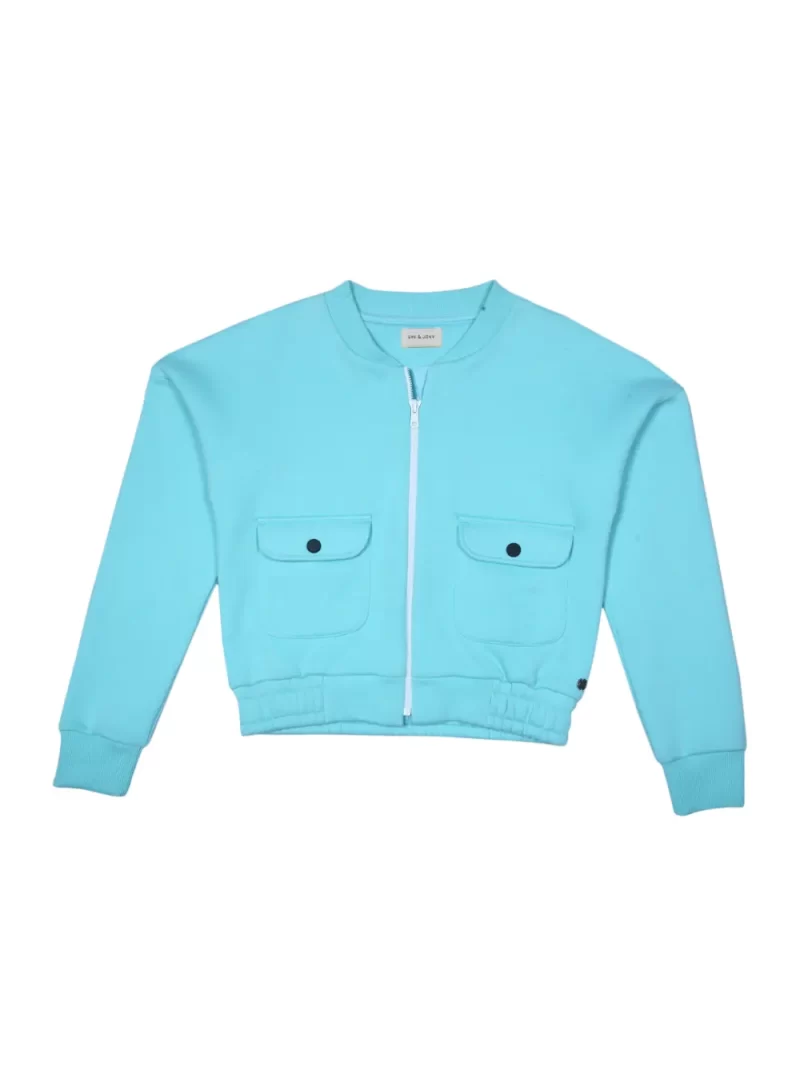 Gini & Jony Girls Sky Blue Plain Knits Jacket
