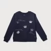 Gini & Jony Girls Blue Printed Knits Full Sleeves Sweat Shirt