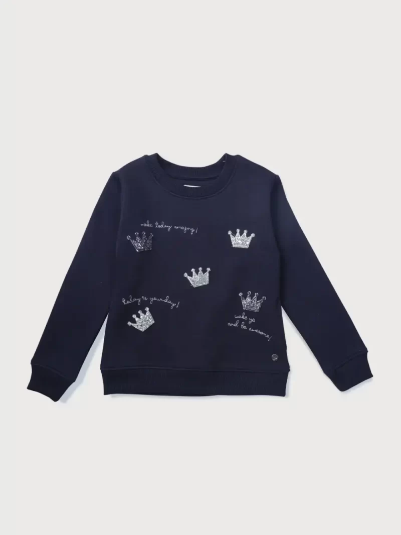 Gini & Jony Girls Blue Printed Knits Full Sleeves Sweat Shirt