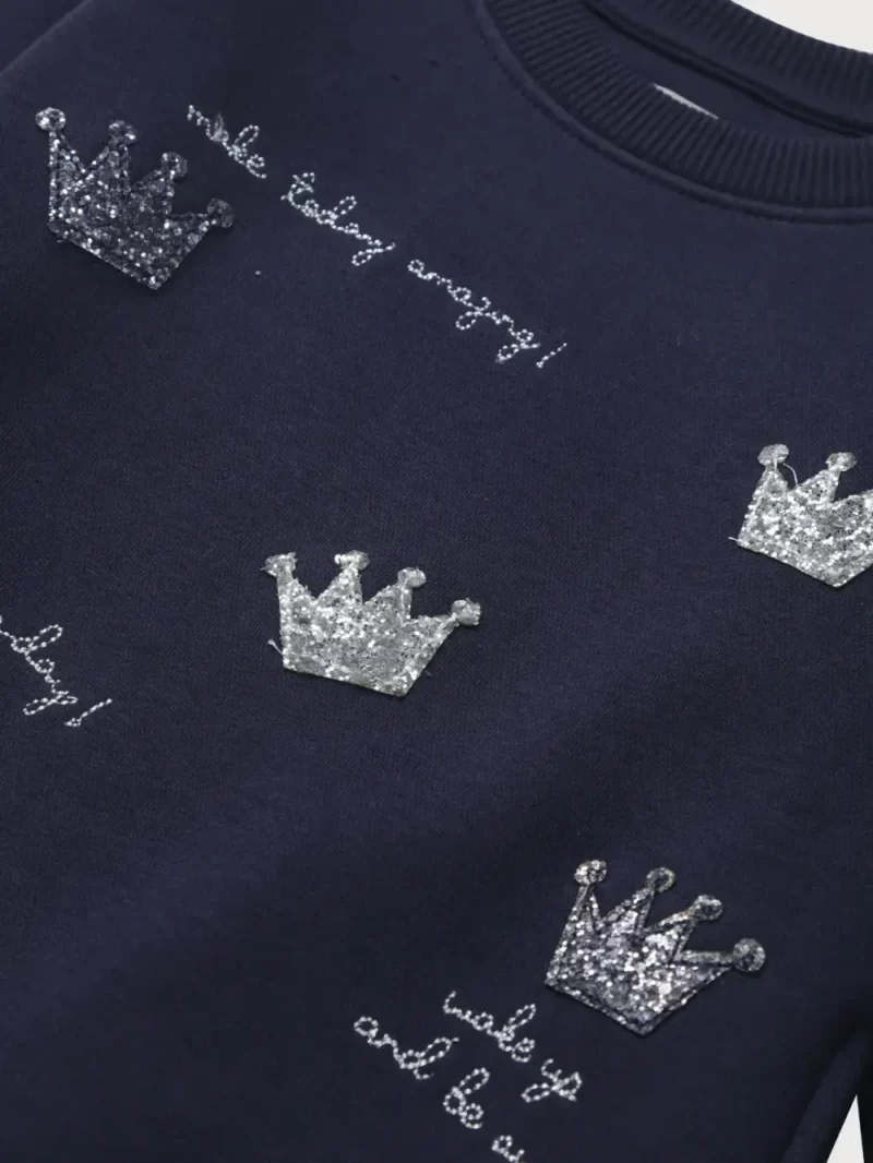 Gini & Jony Girls Blue Printed Knits Full Sleeves Sweat Shirt