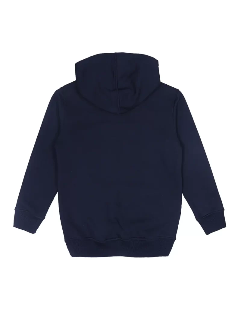 Gini & Jony Boys' Navy Blue Sweat Shirt | Fleece | Blockprint | Hand-Wash | Regular Fit | Hooded |
