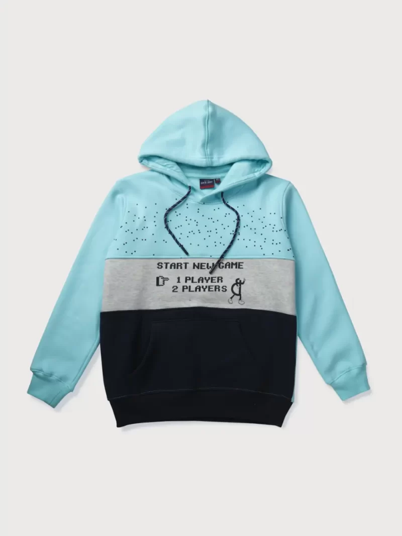 Gini And Jony Boys Blue Color Block Cotton Sweat Shirt Full Sleeves