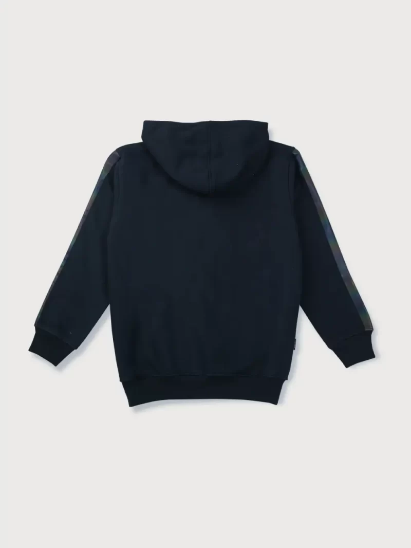 Boys Navy Blue Solid Cotton Knits Jacket Full Sleeves