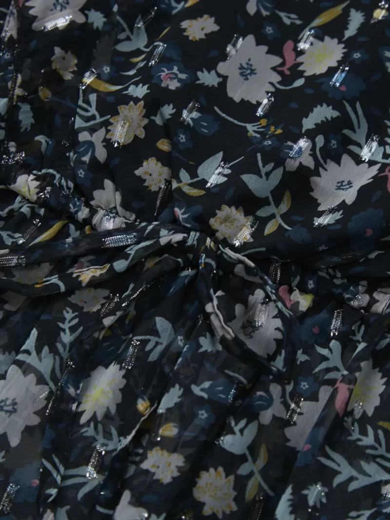 Gini And Jony Girls Black Floral Print Chiffon Woven Top Full Sleeves