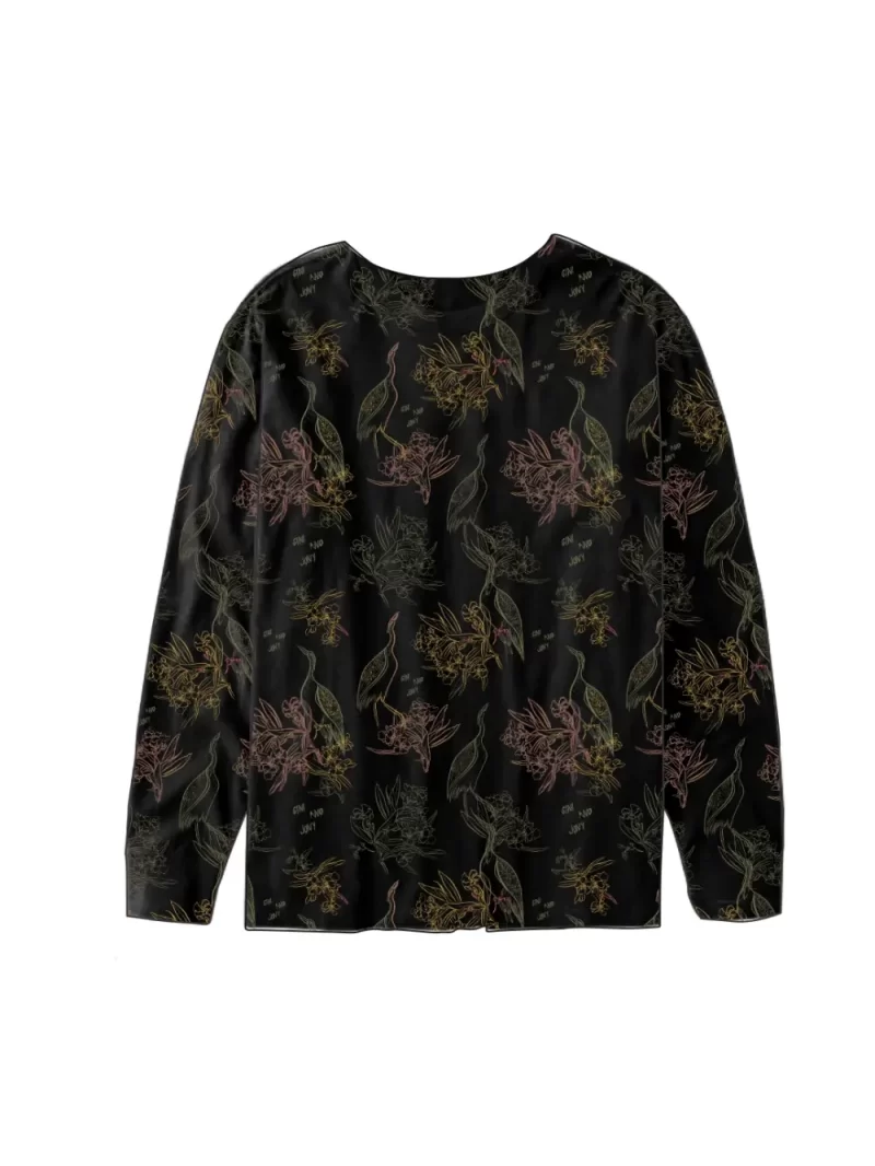 Gini And Jony Boys Black Tropical Print Cotton T-Shirt Full Sleeves