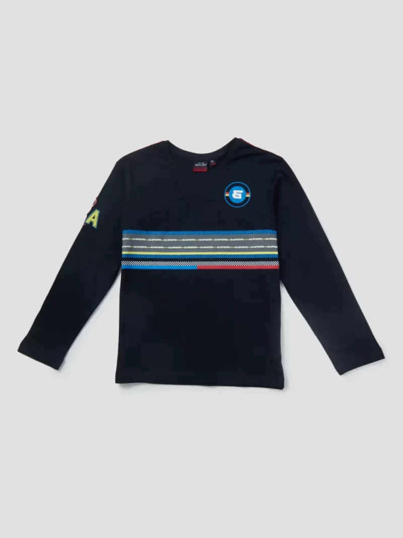 Gini And Jony Boys Navy Graphic Print Cotton T-Shirt Full Sleeves