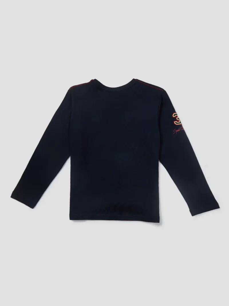 Gini And Jony Boys Navy Graphic Print Cotton T-Shirt Full Sleeves