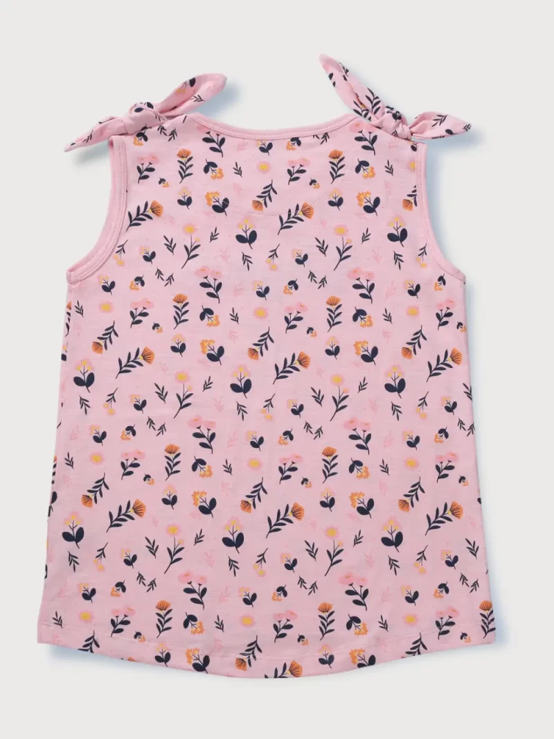 Gini And Jony Girls Pink Applique Cotton Knits Top Sleeveless