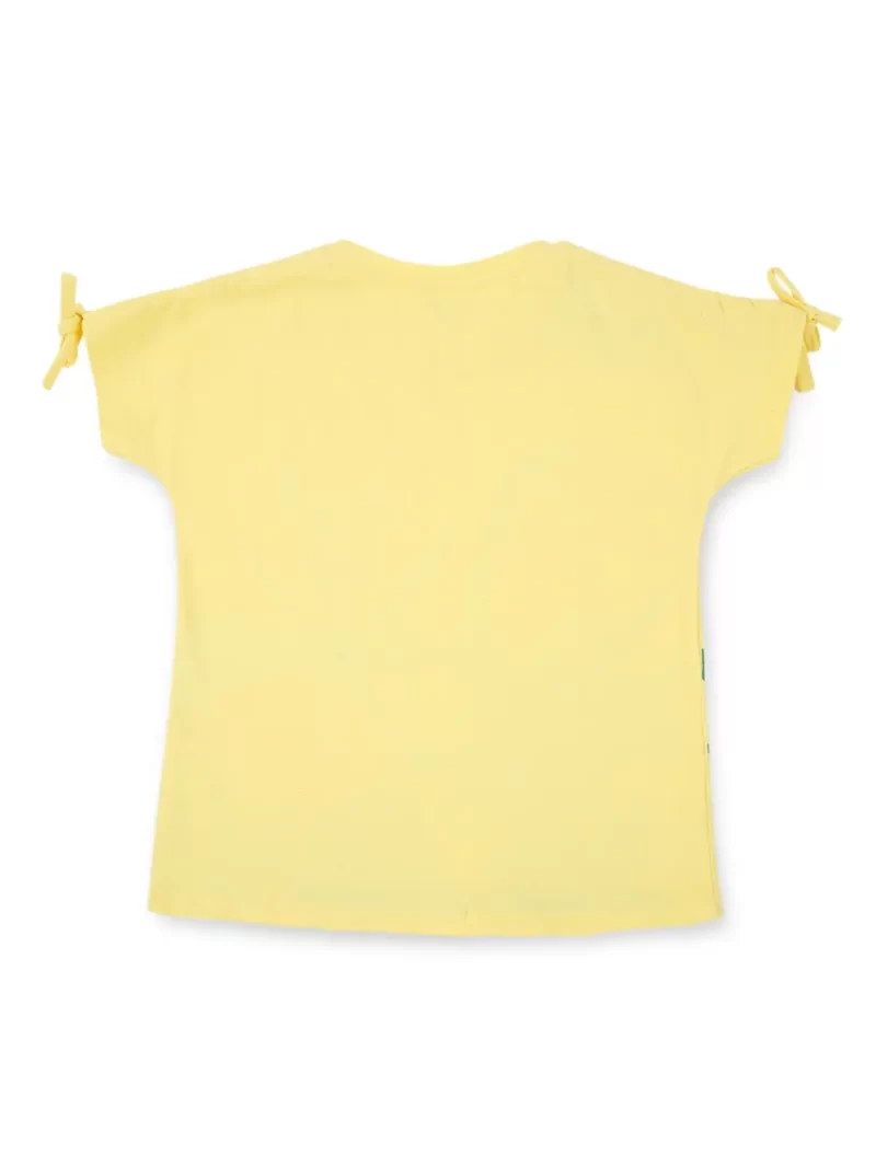 Gini And Jony Girls Yellow Embellished Cotton Knits Top Half Sleeves