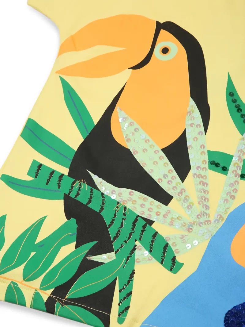 Gini And Jony Girls Yellow Embellished Cotton Knits Top Half Sleeves