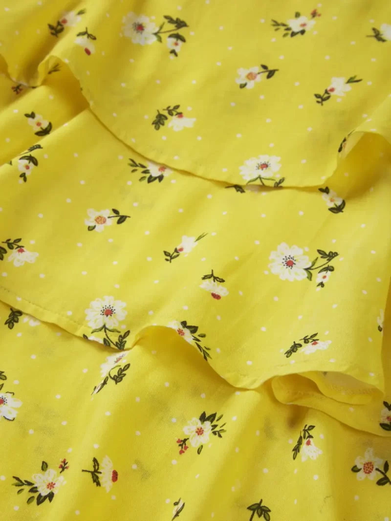 Gini And Jony Girls Yellow Floral Print Cotton Woven Top Sleeveless