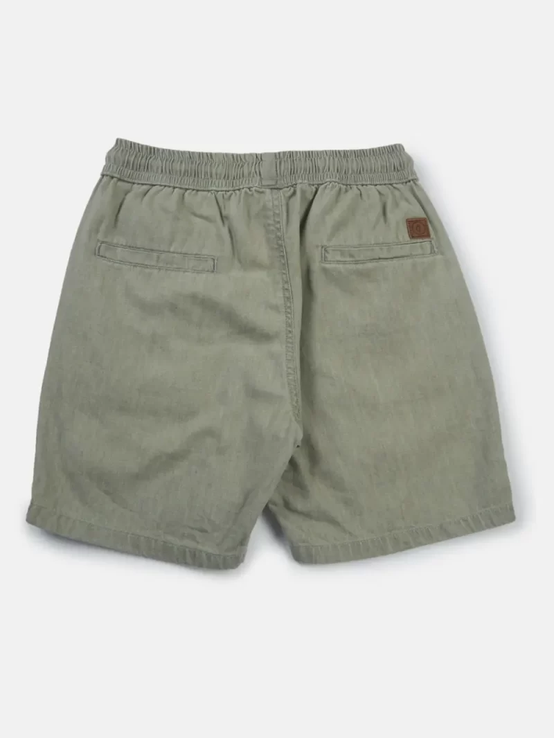 Gini & Jony Boys Green Solid Denim Elasticated Shorts
