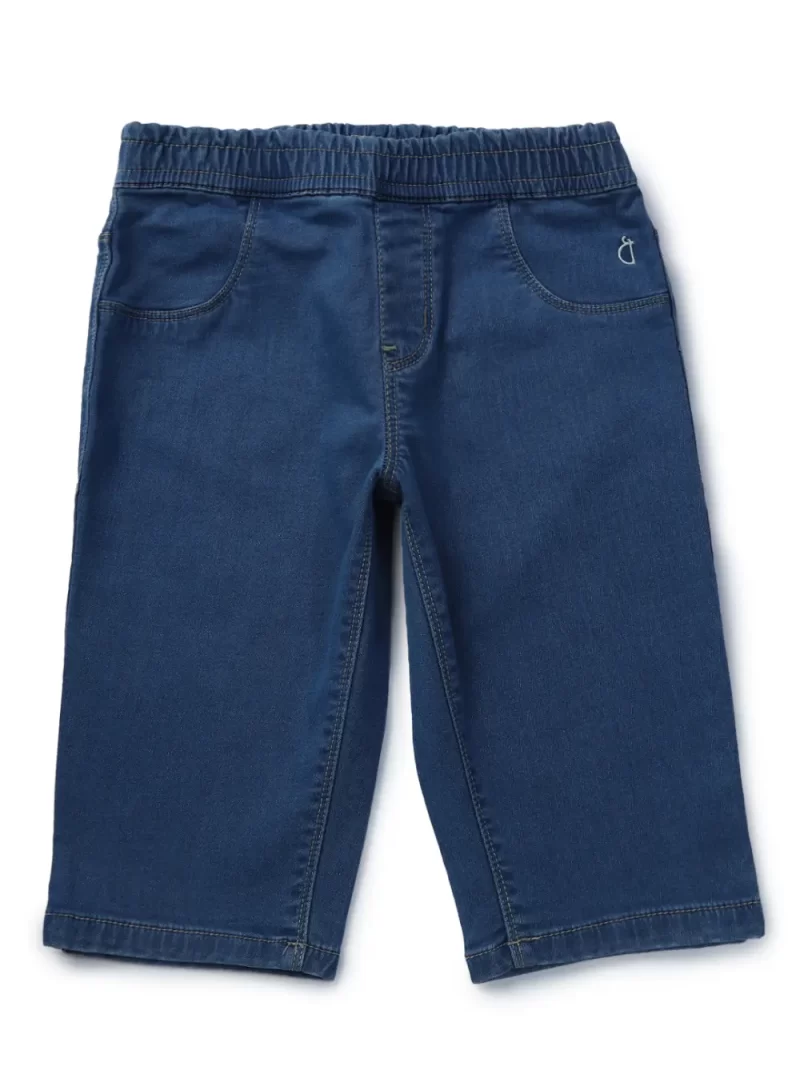 Gini And Jony Girls Blue Solid Denim Pedal Pusher Fixed Waist