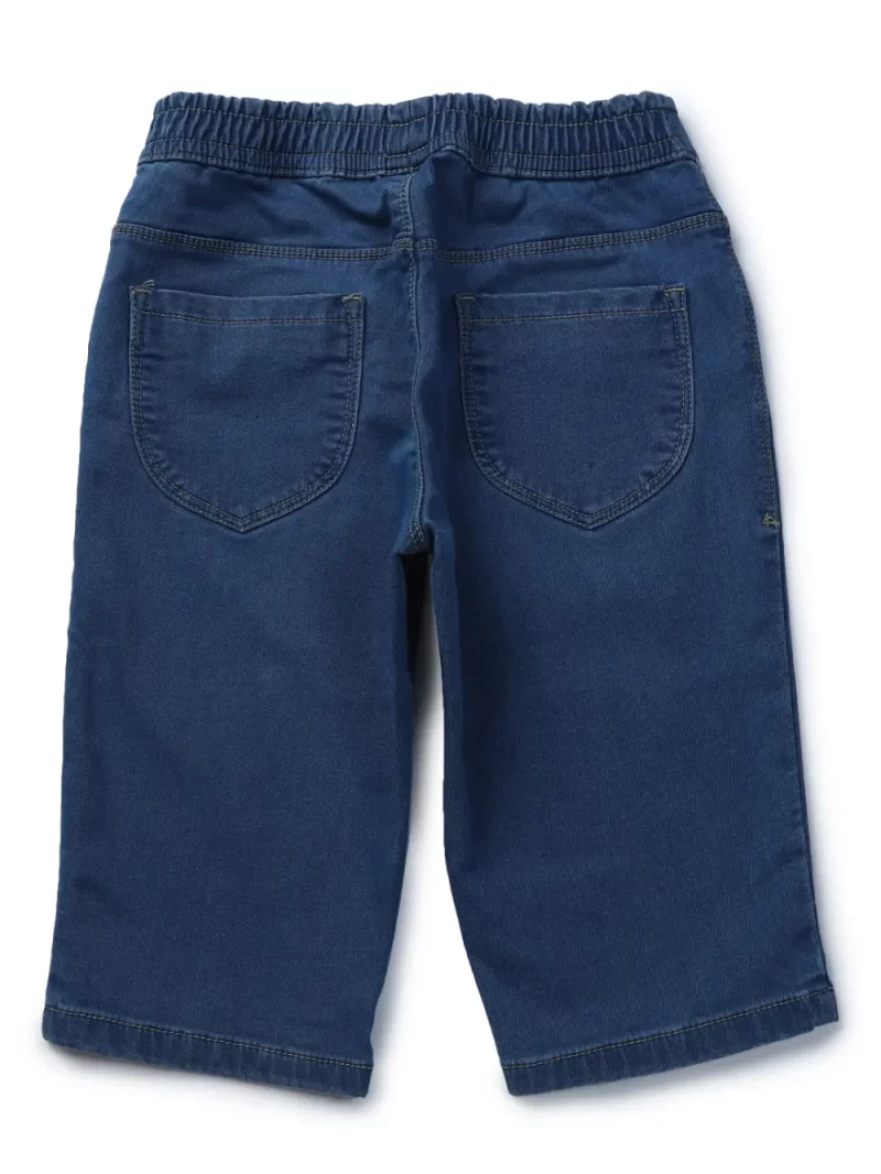 Gini And Jony Girls Blue Solid Denim Pedal Pusher Fixed Waist