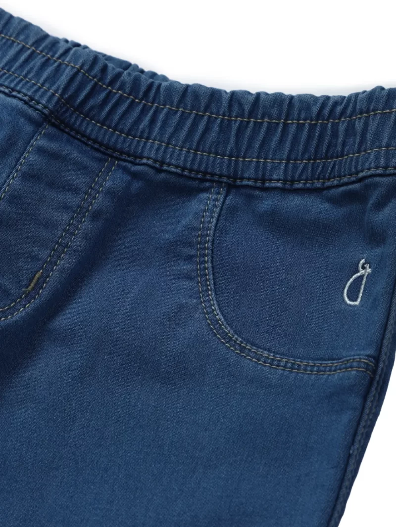 Gini And Jony Girls Blue Solid Denim Pedal Pusher Fixed Waist