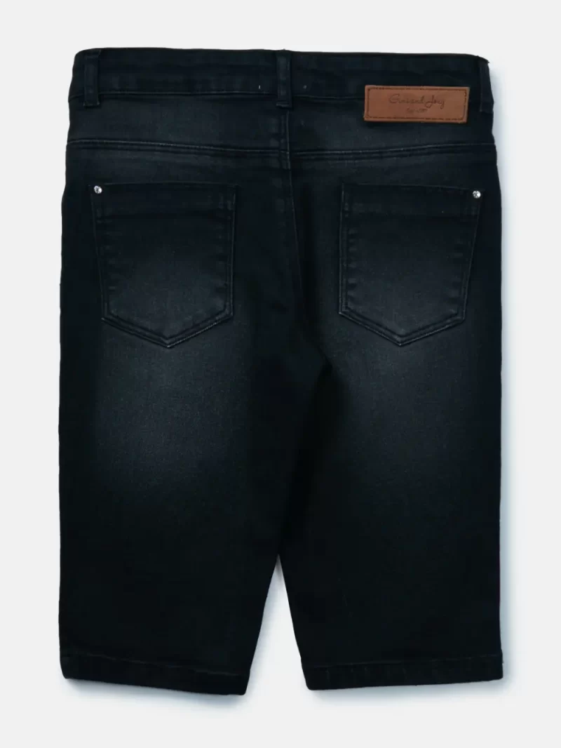 Gini And Jony Girls Navy Blue Solid Denim Fixed Waist Pedal Pusher