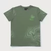 Gini And Jony Boys Olive Abstract Cotton T-Shirt Half Sleeves